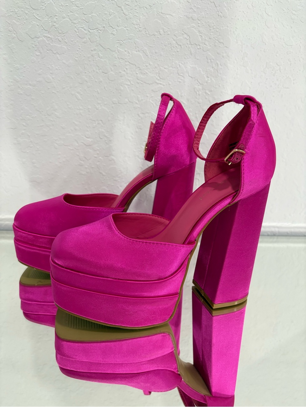 Hot Pink Platform Ankle-Strap High Heels